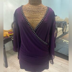 JBS stunning deep purple embellished blouse -S